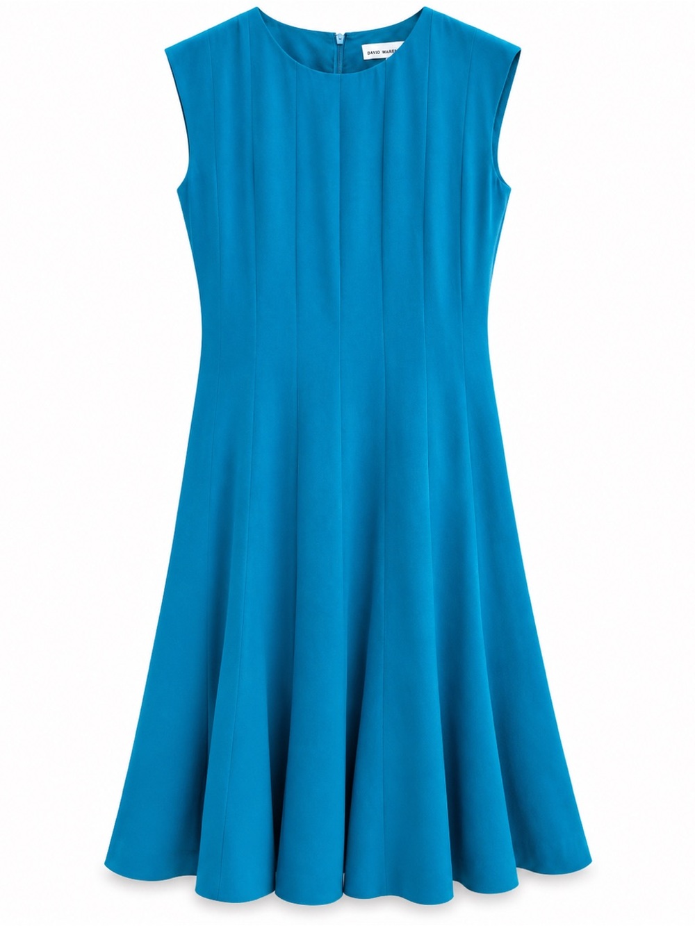 Vintage David Warren 4P Turquoise Fit Flare Midi Dress Sleeveless Wedding Guest